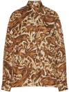Rosetta Getty Button Front Print Shirt In Brown
