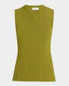 Rosetta Getty Rib Knit Sweater Vest In Green