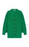 Rosetta Getty Rib-paneled Wool-cashmere Cardigan In Green