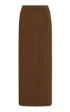 Rosetta Getty Ribbed-knit Midi Skirt In Brown