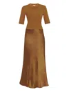 Rosetta Getty Ribbed-knit Slip Dress In Brown