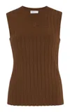 Rosetta Getty Ribbed Knit Sweater Vest In Brown