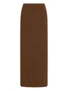 Rosetta Getty Ribbed Midi Skirt In Brown