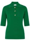 Rosetta Getty Ribbed Polo Top In Green