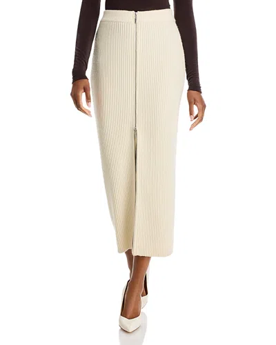 Rosetta Getty Ribbed Zip Maxi Skirt In Ivory