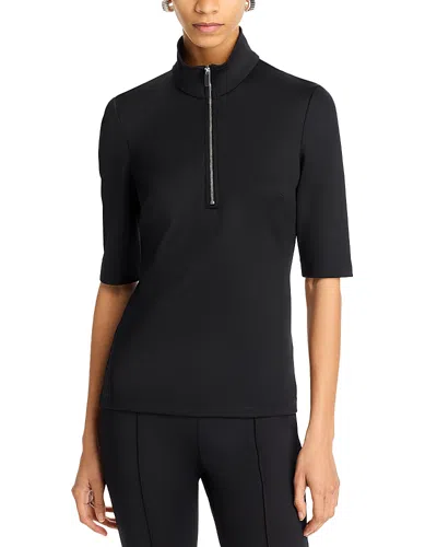 Rosetta Getty Short-sleeved Zip-up Polo Shirt In Black