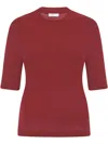Rosetta Getty Cropped-sleeve Cotton T-shirt In Red