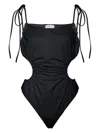 Rosetta Getty Ruched Cut-out Swimsuit In Black