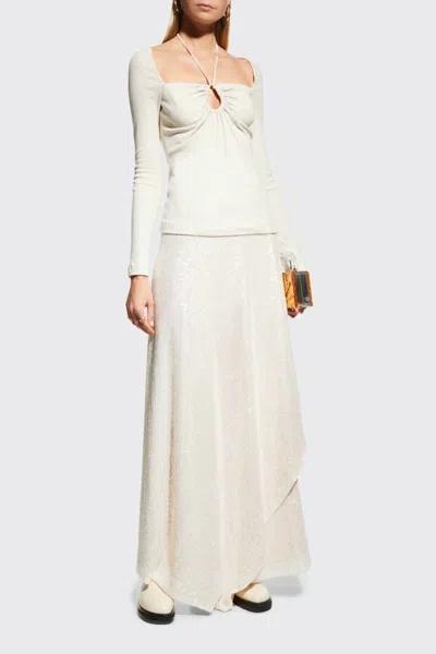 Rosetta Getty Ruched Drawstring Cutout Top In Light Grey In Neutral