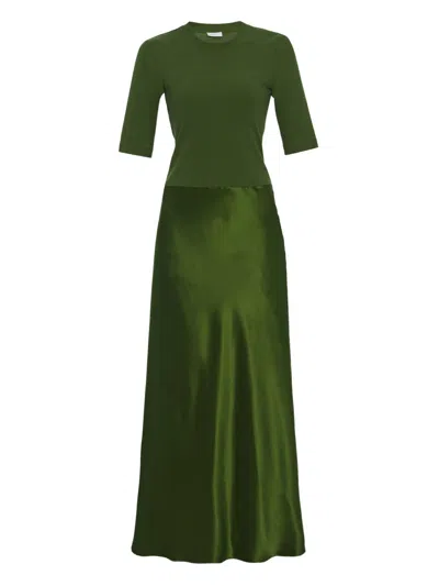 Rosetta Getty Satin Maxi Dress In Green