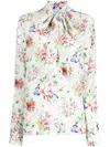 Rosetta Getty Scarf Hem Blouse In Floral Garden In Multi