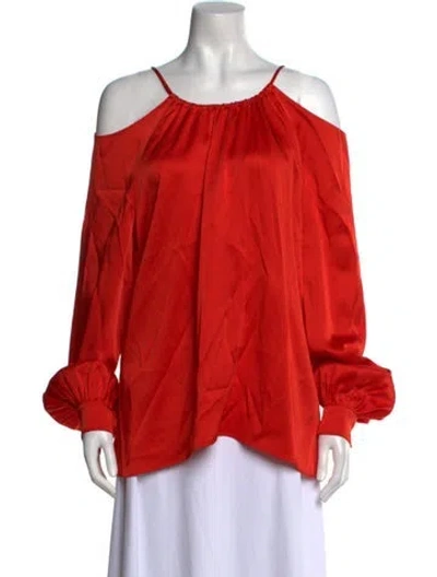 Pre-owned Rosetta Getty Scoop Neck Long Sleeve Blouse In Red
