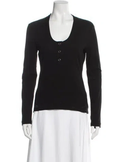 Pre-owned Rosetta Getty Scoop Neck Long Sleeve Top In Black
