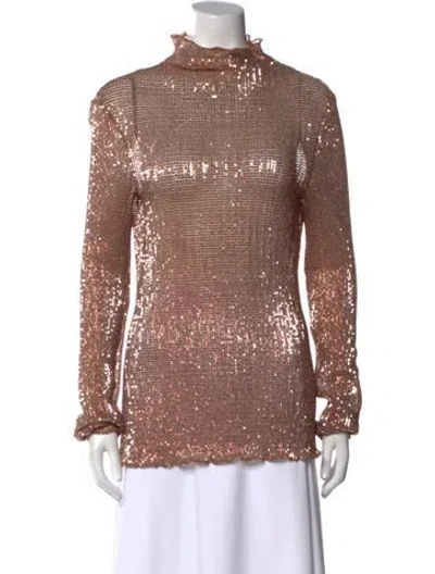 Pre-owned Rosetta Getty Sequin Mock Neck Blouse