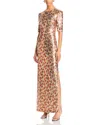 Rosetta Getty Flower Sequin Short Sleeve T-shirt Gown In Multi