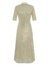 Rosetta Getty Sequin Turtleneck Midi Dress In Metallic