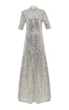 Rosetta Getty Sequined Maxi Dress In Silver