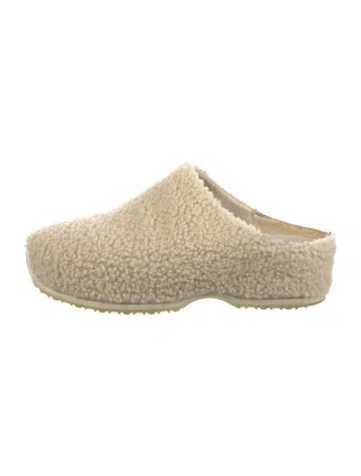 Pre-owned Rosetta Getty Shearling Mules In Neutral