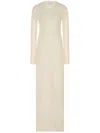 Rosetta Getty Plissé Nylon Mesh Maxi Dress In Off-white