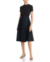 Rosetta Getty Short Sleeve Apron Combo Dress In Black