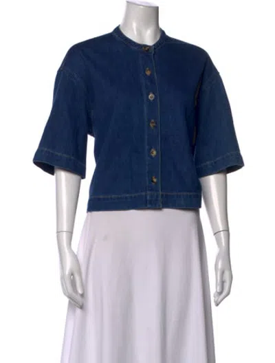 Pre-owned Rosetta Getty Short Sleeve Button-up Top In Blue