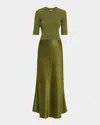 Rosetta Getty Short-sleeve Combo T-shirt Dress In Green
