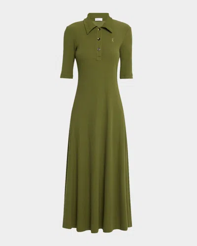 Rosetta Getty Short-sleeve Midi Polo Dress In Green