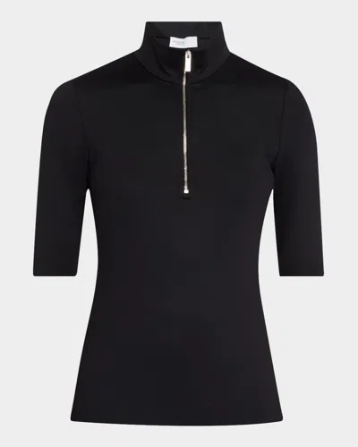 Rosetta Getty Short-sleeved Zip-up Polo Shirt In Black