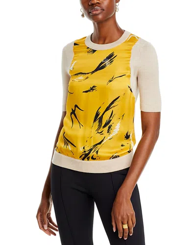Rosetta Getty Silk Inset Knit Tee In Beige