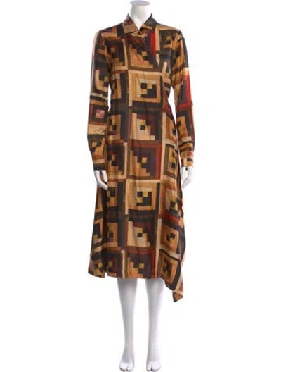 Pre-owned Rosetta Getty Silk Long Dress In Orange