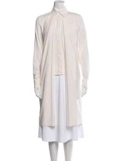 Pre-owned Rosetta Getty Silk Long Sleeve Top In White