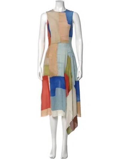 Pre-owned Rosetta Getty Silk Midi Length Dress In Neutral