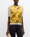 Rosetta Getty Graphic-print Fine-knit Top In Beige