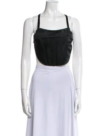 Pre-owned Rosetta Getty Silk Square Neckline Crop Top W/ Tags In Blue