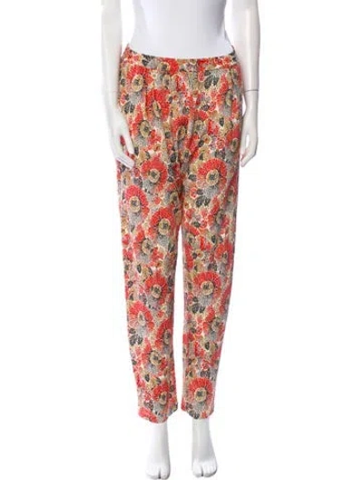 Pre-owned Rosetta Getty Silk Straight Leg Pants In Red