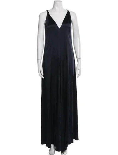 Pre-owned Rosetta Getty Silk V-neck Jumpsuit In Blue