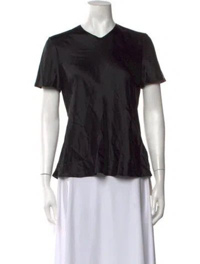 Pre-owned Rosetta Getty Silk V-neck Top In Black