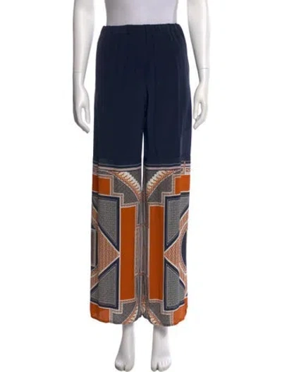 Pre-owned Rosetta Getty Silk Wide Leg Pants In Blue