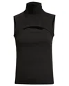 ROSETTA GETTY SLEEVLESS CUTOUT TURTLENECK TOP IN BLACK