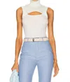 Rosetta Getty Sleevless Cutout Turtleneck Top In Mint In Multi