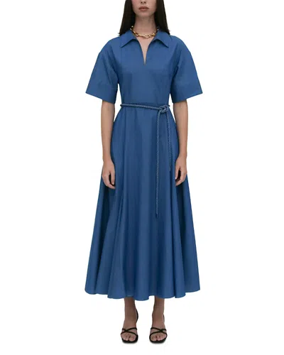 Rosetta Getty Slit Front Caftan Shirt Dress In Blue