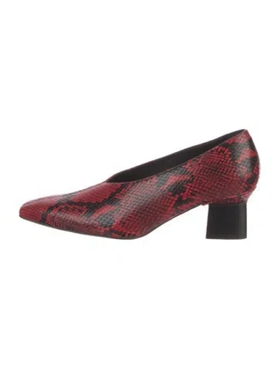 Pre-owned Rosetta Getty Snakeskin Animal Print Pumps In Red