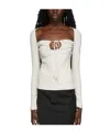 Rosetta Getty Grey Ruched Drawstring Cut-out Top In White