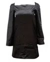 Rosetta Getty Square Neck A-line Mini Dress In Black Viscose In Black