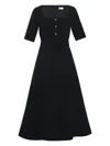 Rosetta Getty Square-neck Buttoned Dress In Black