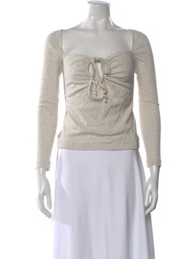 Pre-owned Rosetta Getty Square Neckline Long Sleeve Top In Neutral