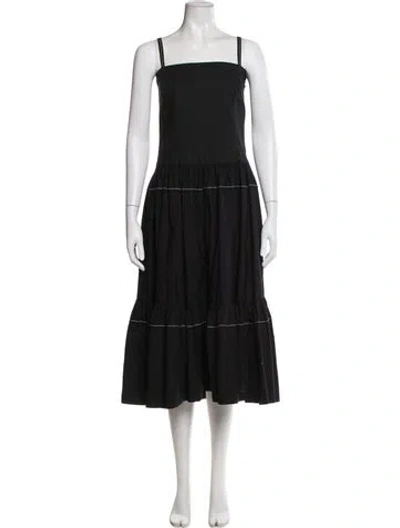 Pre-owned Rosetta Getty Square Neckline Midi Length Dress In Black