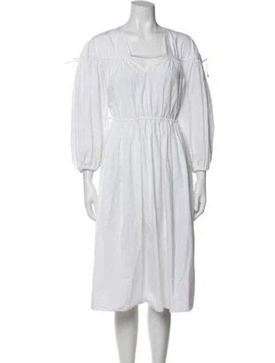 Pre-owned Rosetta Getty Square Neckline Midi Length Dress In White