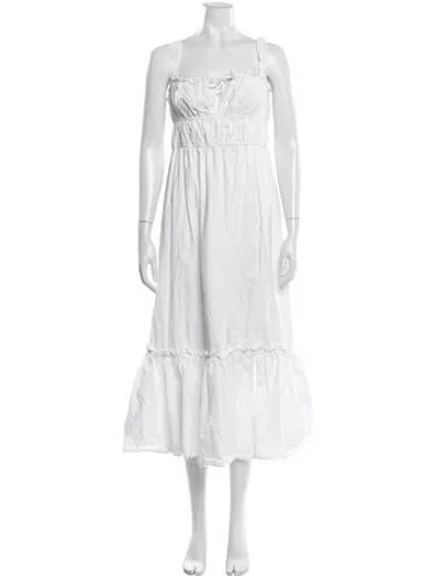 Pre-owned Rosetta Getty Square Neckline Midi Length Dress In White