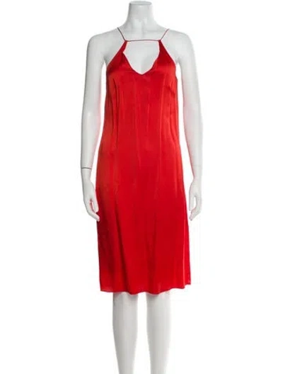 Pre-owned Rosetta Getty Square Neckline Mini Dress In Red
